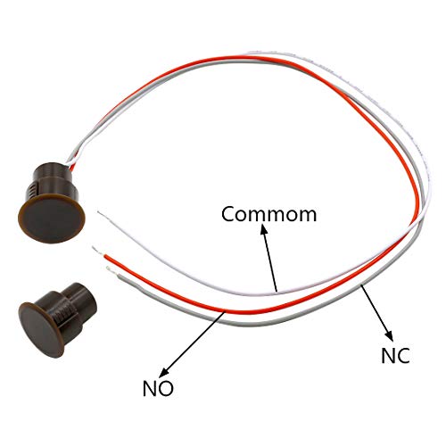 Hxchen 5 conjuntos RC-36 NC + sem fio embutido com fio sensor de contato porta de janela alarme magn