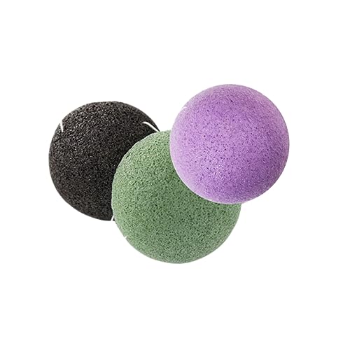 PACKOVE 3Pcs Washing Sponges Gentle Cleansing Facial for Daily Exfoliation Black Green Purple Vegan Skin Care Sponges