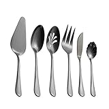 Berglander Stainless Steel Black Titanium Plated Flatware Serving Set 6 Pieces, 5 Serving Pieces of...