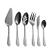 Berglander Stainless Steel Black Titanium Plated Flatware Serving Set 6 Pieces, 5 Serving Pieces of 45 Pieces Flatware with 1 Cake Server, Black Serving Silverware Set (Shiny Black)