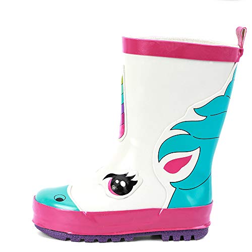 Aleader Kids Waterproof Rubber Rain Boots For Girls, Boys & Toddlers With Fun Prints & Handles White/Unicorn 6 M Us Toddler #TOP3