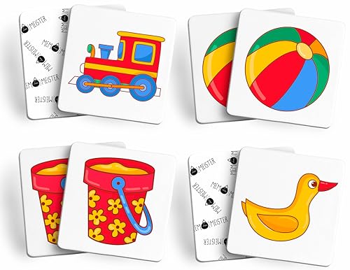 MEMO-MEISTER Memo Spiel Kinder ab 3 Jahre DREI-KÄSE-HOCH I Gedächtnisspiel Legekartenspiel mit 36 Karten (18 Paare) Geschenk für die ganz Kleinen mit extradicke Karten 4,5 x 4,5 cm im Natur-Karton