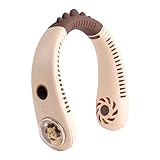 Neck Fan for Kids,Bladeless Portable Fan Rechargeable for 4-14Y Girls & Boys, 2400mAh USB Personal Cooling Mini Fan Rechargeable for Travel/Disney/Camping, 3 Speeds, Summer Essentials(Beige) -  FANSEXPERT