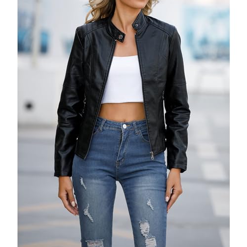 Women's jacket leather jacket Slim biker suit short jacket2