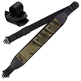Two Point Rifle Gun Sling with Swivels, Durable Shoulder Padded Strap, Length Adjustable Two Point S
