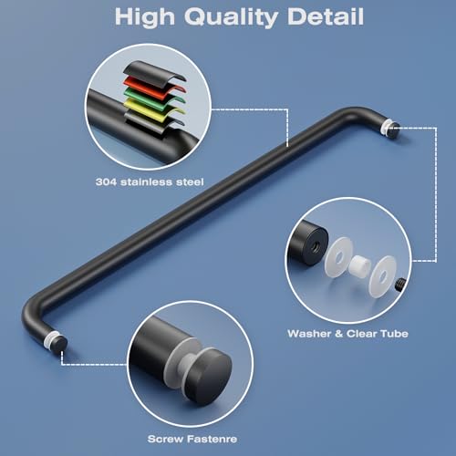 Ranbo 22 Inch Shower Door Handle, Single-Sided Towel Bar, Matte Black by Ranbo - Used condition - Image 3