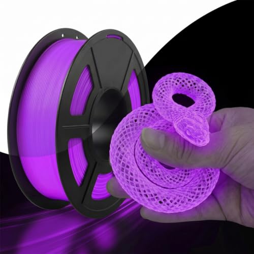 Image of 250G 95A TPU 3D Printer Filament, 1.75mm Glow in The Dark Purple, Soft TPU Flexible 3D Printing Filament, High Hardness & Resilience, Best with UV Lamps,Fit Most 3D Printers