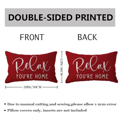 ULOVE-LOVE-YOURSELF-Home-Relax-Lumbar-Throw-Pillow-Covers-Farmhouse-Rustic-Welcome-Decorative-RectangularWaist-Pillowcases-12-x-20-Inch2Pack-Front-Porch-Decor-Cushion-Covers-Red ULOVE LOVE YOURSELF Home Relax Lumbar Throw Pillow Covers Farmhouse Rustic Welcome Decorative RectangularWaist Pillowcases 12 x 20 Inch2Pack Front Porch Decor Cushion Covers Red