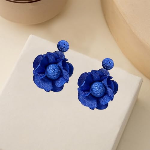 Rattan Flower Drop Earrings Raffia Dangle Boho Statement Earrings for Women 6
