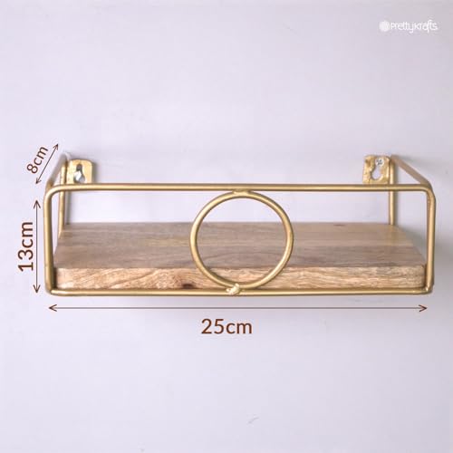 Image of PrettyKrafts Wall Ledge Shelf Organiser | Decorative Wall Mounted Storage Basket for Home Decor, Living Room, Bedroom, Office | Multipurpose Display Rack for Frames & Showpieces (25x13x8 cm)
