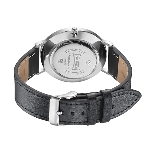 Image of Sonata Quartz Analog with Date Silver Dial Black Leather Strap Watch for Men