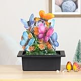 TiCin USB Tabletop Fountain, Butterfly Design with LED Lights, Spinning Ball Waterfall, 10.8 x 9 x 6.9 inches