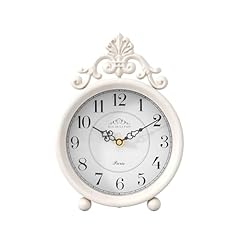 Chime Tide Vintage White Table Clock, Desk and Shelf Mantel Clock, French Rustic Antique Style item