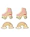 Barbie Skates and Rainbow Stud Earrings 2-Pack Official License, 18k Gold Flash-Plated Barbie Earrings with Crystal Accent
