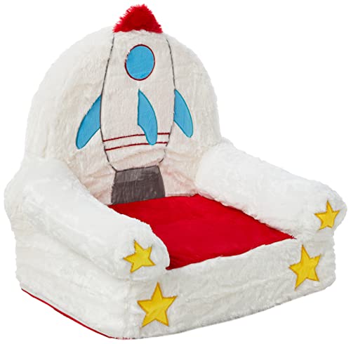 Image of Amazon Basics Children's Plush Toddler Chair for Bedroom, Rocket, Multicolor
