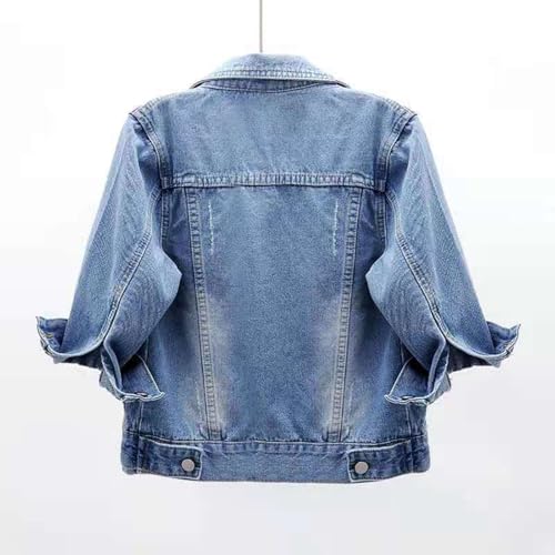 Jean Jackets for Women 2025 Cropped Lightweight Colored 3/4 Sleeve Lapel Button Down Stretch Trendy Denim Jackets Coat2