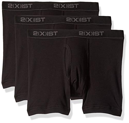 2(X)IST mens 3-Pack Cotton Boxer Brief,Black,Large