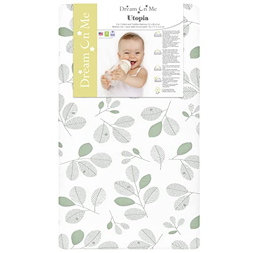 Image of Dream On Me Utopia 2-in-1 6"" Crib & Toddler Mattress – Dual-Sided Design, Removable & Washable Zipper Cover, Greenguard Gold & BSA Certified, Fits Full Size Cribs & Toddler Beds, Made in USA