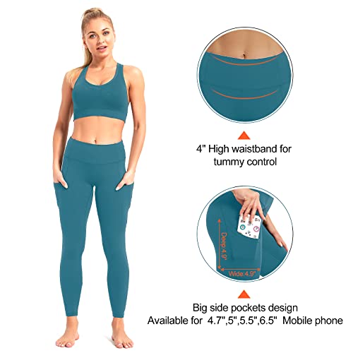 Sp3Lops Yoga Pants With Pockets For Women High Waisted Tummy Control Women's Buttery Soft Yoga Workout Leggings Running Pants Turquoise Green #TOP2