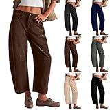 MASUCOR Pantaloni a Botte per Donna Pantaloni Alla Moda Vintage a Gamba Larga in Velluto a Coste Pantaloni Casual Cropped Pantaloni Elasticizzati a Vita Bassa con Tasche Pantaloni in Velluto a Coste(B