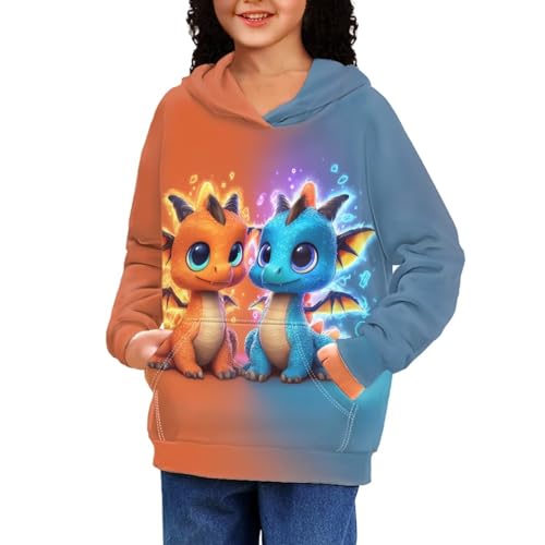 WELLFLYHOM Dragon Girls Boys Hoodies Graphic 6-16 Long Sleeve Sweatshirt Kangaroo Pocket Kids Sweater for Yoga Sports3