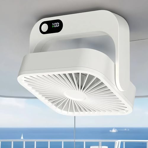 GIIKNEW Magnetic Cruise Ship Approved Fan, 5000mAh Battery Operated Portable Fan with 5 Speeds, Magnetically Sticks on Cabin Ceilings and Walls, Cruise Essentials 2026 - White
