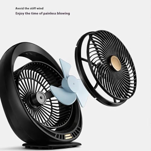 Image of 4000mAh High Speed ๐๐๐๐ก๐๐ซ๐ ๐๐๐๐ฅ๐ Table Fan for Home, ๐๐ฌ๐๐ข๐ฅ๐ฅ๐๐ญ๐ข๐ง๐ ๐๐๐ง with ๐๐๐ ๐๐ข๐ ๐ก๐ญ | ๐๐๐ ๐๐๐ซ๐ฌ๐จ๐ง๐๐ฅ Fan, ๐ ๐๐ฉ๐๐๐ (KO - Black)