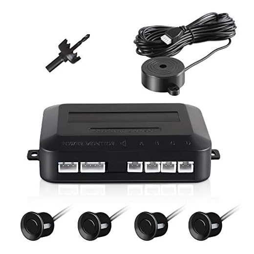 Capteur de Recul Voiture, Aolead Radar Recul Voiture Auto Système Parcage avec Bibi Buzzer Alarme et 4 Capteurs - Noir