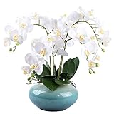 YANJ Künstliche Blume im Topf Natürliche künstliche Phalaenopsis mit Vase Seidenblumengesteck, weißer Tischdekoration Center