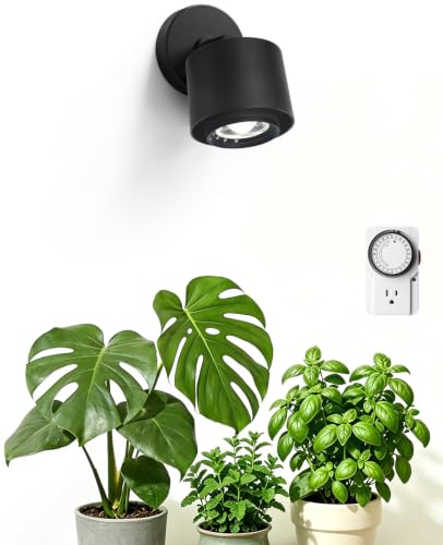 Barrina TR40a Track Plant Lights for Indoor Growing 40W Ceiling Grow Lights with Adjustable Beam Angle (15-60) 5000K Full Spectrum Wall Plant Light with Timer for Greenhouse Black Cover