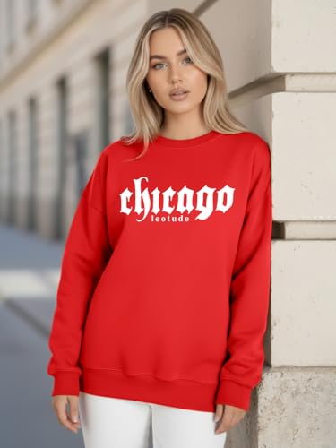 Image of LEOTUDE Women's Boyfriend Fit Loopknit Sweatshirt | Full Sleeve Drop Shoulder | Sweatshirt for Women