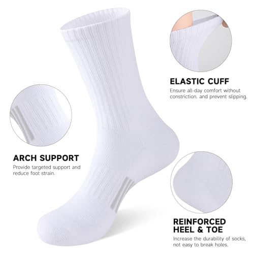 Heatuff Womens Crew Socks Cotton Running Cushion Athletic Calf Long Socks for Women 5 Pairs3
