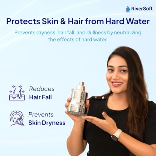 Image of RiverSoft DIVA-03 Shower Filter for Hard Water with 15 Stages | 3 Mode Spray Setting | Shower Head Filter (Chrome, Pack of 1)