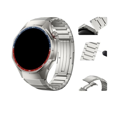 [PLYYQZM] �ɍ��� Hua wei GT6/GT6Pro�p22mm�܂肽���݃o�b�N���`�^���X�g���b�v�A,�ɍ��� Watch 5 GT5 Ultimate �����p�u���X���b�g�p46mm���^���o���h�ɓK��(Silver,For GT6 Pro 46mm