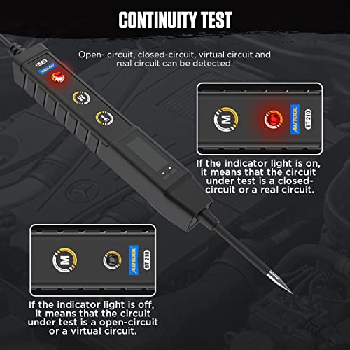 Image of AUTOOL Power Circuit Tester 9V-30V DC Car Electrical System Test Tool Kit With Lamp, 3.6FT Wire, 2 Sensitive Probes, Overload Protection