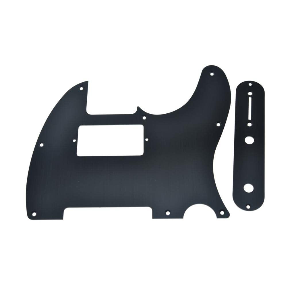 KAISH Metal Aluminum Anodized Tele Humbucker Pickguard with Metal Tele Control Plate and Screws for American/Mexican Telecaster Black