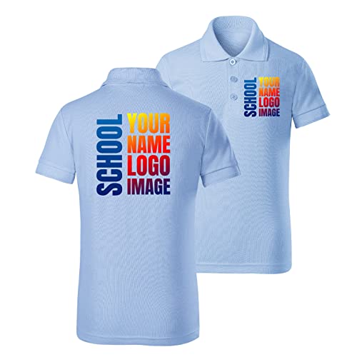 lepni.me School Uniform with Name for Kids | Custom Logo or Image Print | Personalized Premium Boys or Girls Polo Shirt