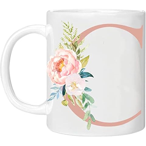 MOBILE STUFF Personalised Floral Mug with Initials Cover