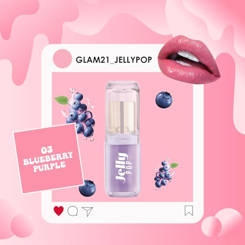 Image of Glam 21 Jelly Pop fruity gel lipstick| Moisturising | Glossy Finish | Gives a Natural Colour | Lightweight | 03- Blueberry Purple, 3.5gm