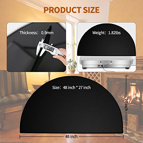 Hipiere Fireplace Mat - 27 X 48 Inch Fireplace Mats Fireproof | Hearth Rugs For Fireplaces Fire Resistant | Durable Hearth Rug | Fireproof Mat For Fireplace Indoor & Outdoor - Fiberglass #TOP5