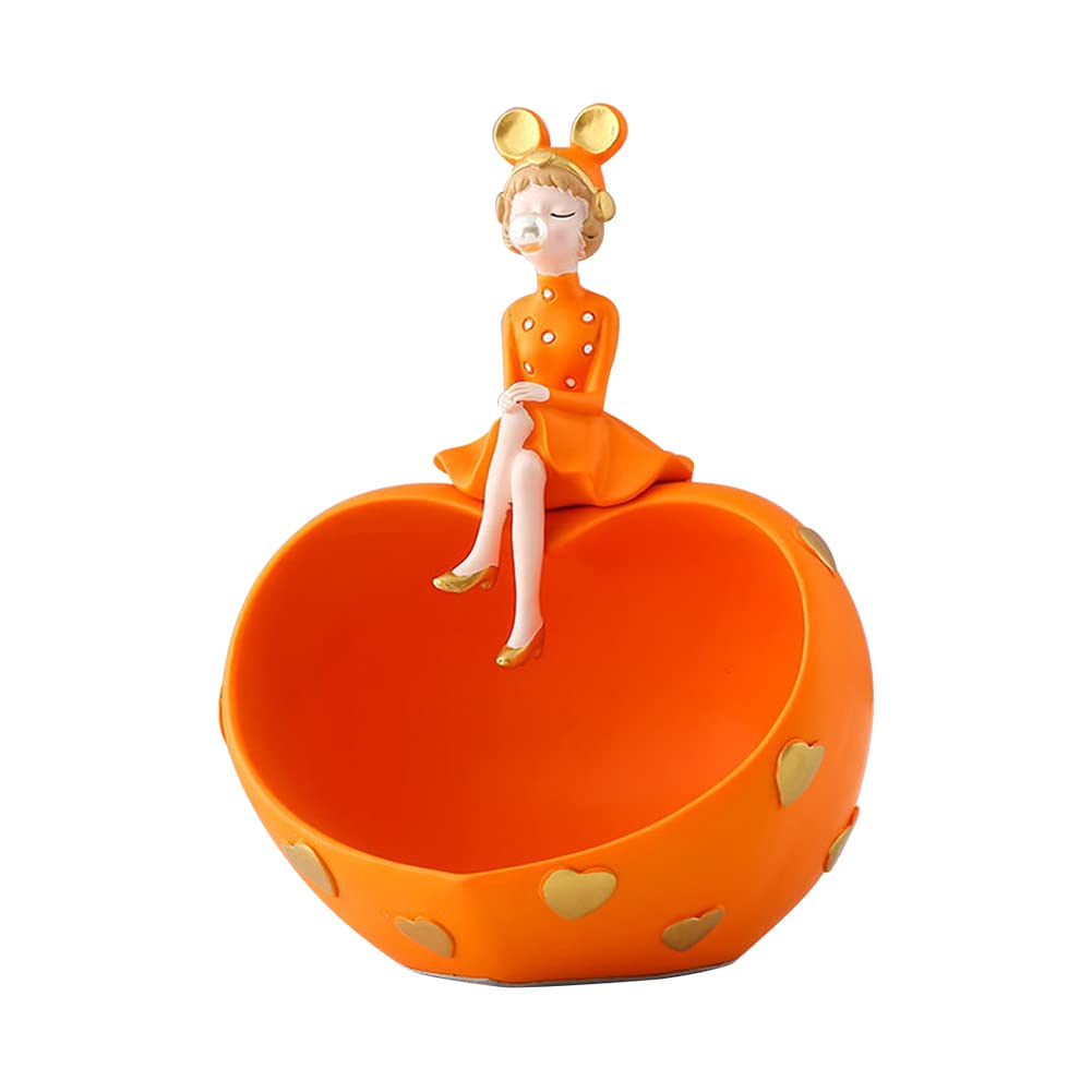 Bubble Girl Art Figurki Rzemiosło wejściowe Żywica Stół Rzeźba Artykuły gospodarstwa domowego Nordic Rzeźba do salonu w domu (pomarańczowy)