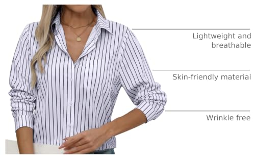 Image of Soft Wrinkle-Free Button Down Stretch Shirts for Women, Breathable Moisture-Wicking Casual Work Dress Tops