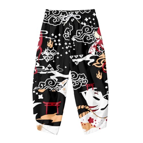 Image of DOSLAVIDA Men's Japanese Kimono Cardigan Suit Chinese Style Printed Jacket Pants Set Open Front Seven Sleeve Top & Shorts