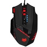Kingtop 4000 dpi Ratón Gaming de Programable óptico Alta Precisión, 12 Botones Programables, Cartucho Peso Tuning, Respirar Luz