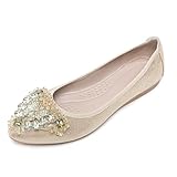 Strass en cristal : chaussures plates de mariage pour femme, décorées avec nœud papillon, belles, élégantes et à la mode, en forme de chaussures à bout pointu, elles sont juste assez brillantes pour attirer les regards sans être trop voyantes.