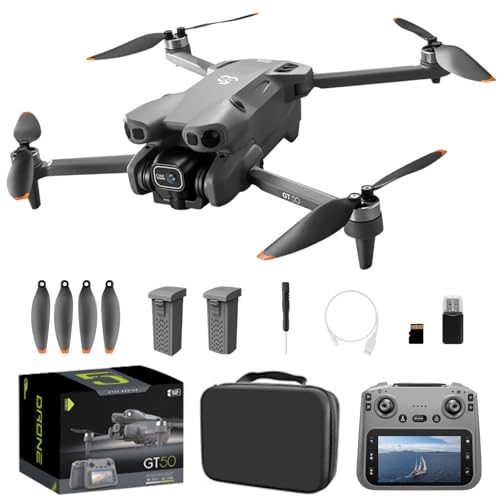 Drones with Dual Camera for Adults, Brushless Motor Large HD Screen Remote Control, Lightweight...