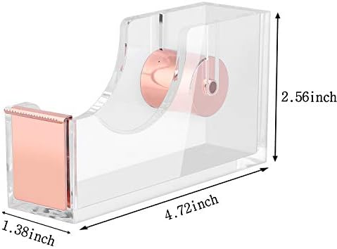 EFISH Desk Accessory 3 Kit,Tape Dispenser,Staples Remover,Acrylic Stapler Set with Free 1000pcs 26/6 Staples -(Rose Gold)