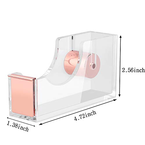 Alsisk Desk Accessory Kit,Acrylic Stapler Set, Tape Dispenser, Staple Remover With 1000Pcs 26/6 Staples -Rose Gold #TOP3