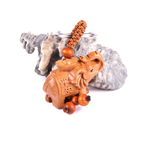 Reizteko Hand Carved Wooden Elephant Key Ring,Keychain, Key Holder Keychain #TOP2