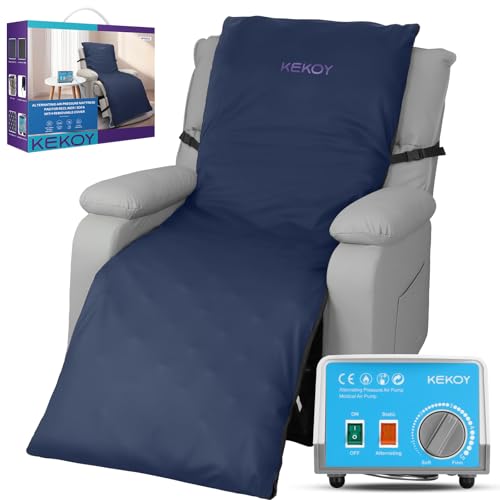 Kekoy Wechseldruckmatratze-Antidekubitus Matratze für Relaxsessel: Leise Pumpe mit wasserdichtem Bezug Dekubitus Grad I Ideal für Senioren & Genesung nach OP 170x56 cm Himmelblau
